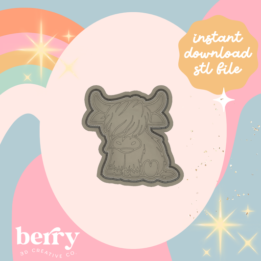 Highlander Cow Cookie Cutter and Stamp stl file