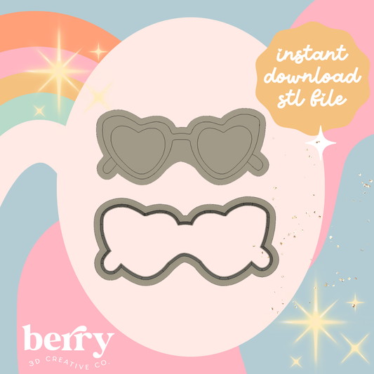 Heart Glasses Cutter and Stamp stl file