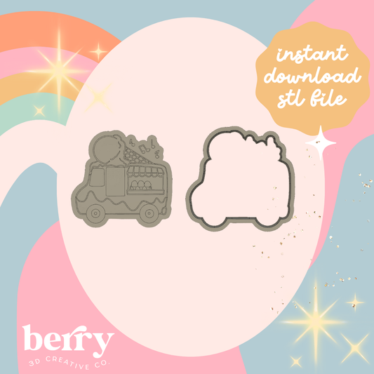 Ice Cream Truck Cookie Cutter and Stamp stl file