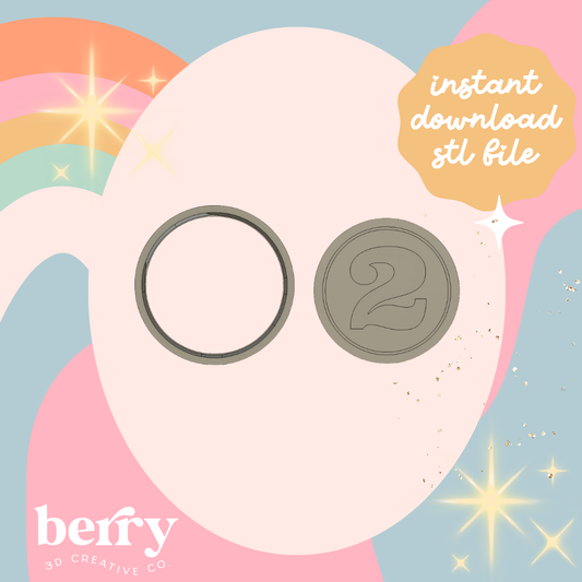 Number 2 in circle cutter and Stamp stl file