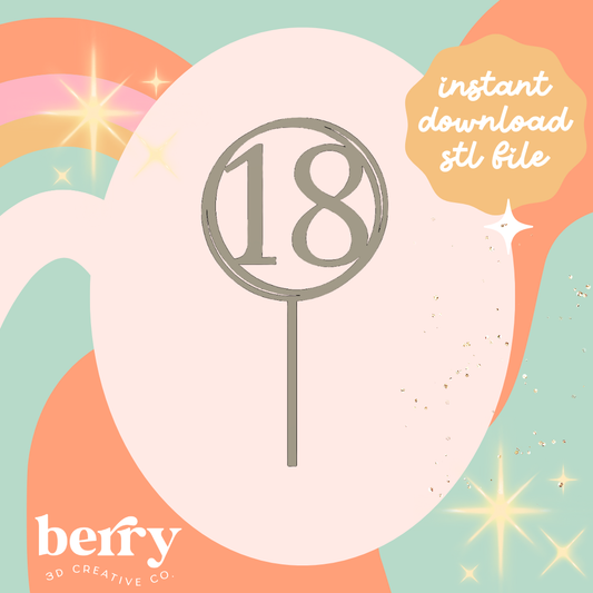 18 (number) Cake Topper STL FILE