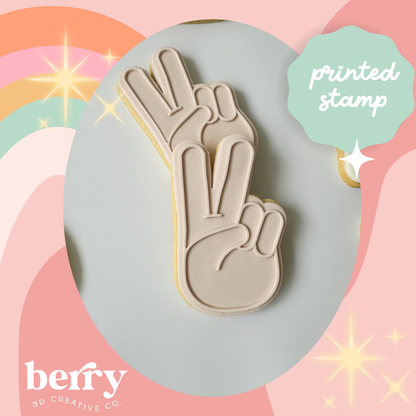 Peace fingers debosser and matching cutter