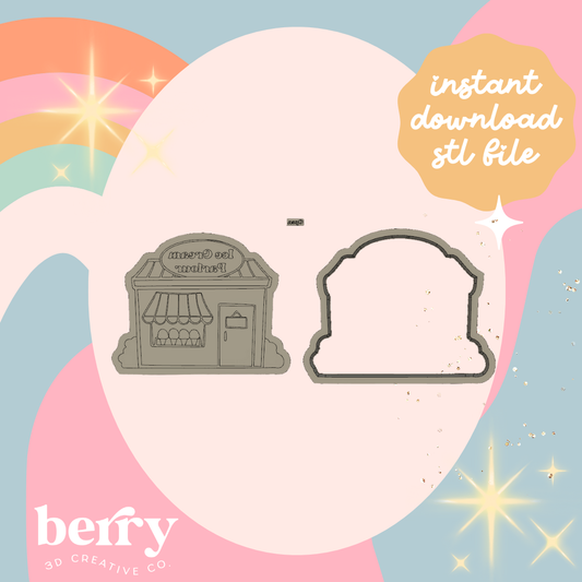 Ice Cream Parlour Cookie Cutter and Stamp stl file