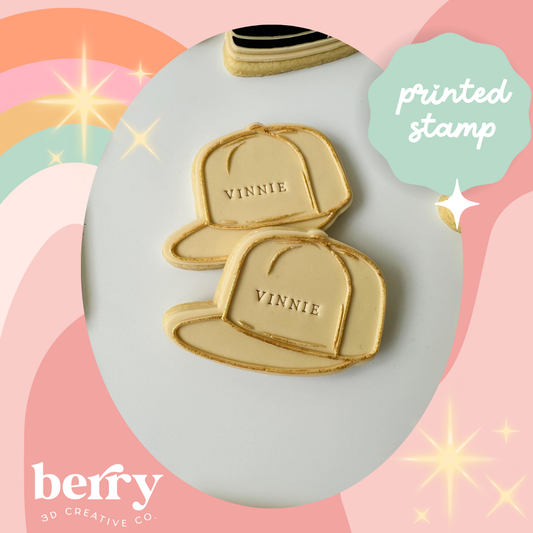 Baseball Cap debosser Stamp with matching Cookie Cutter