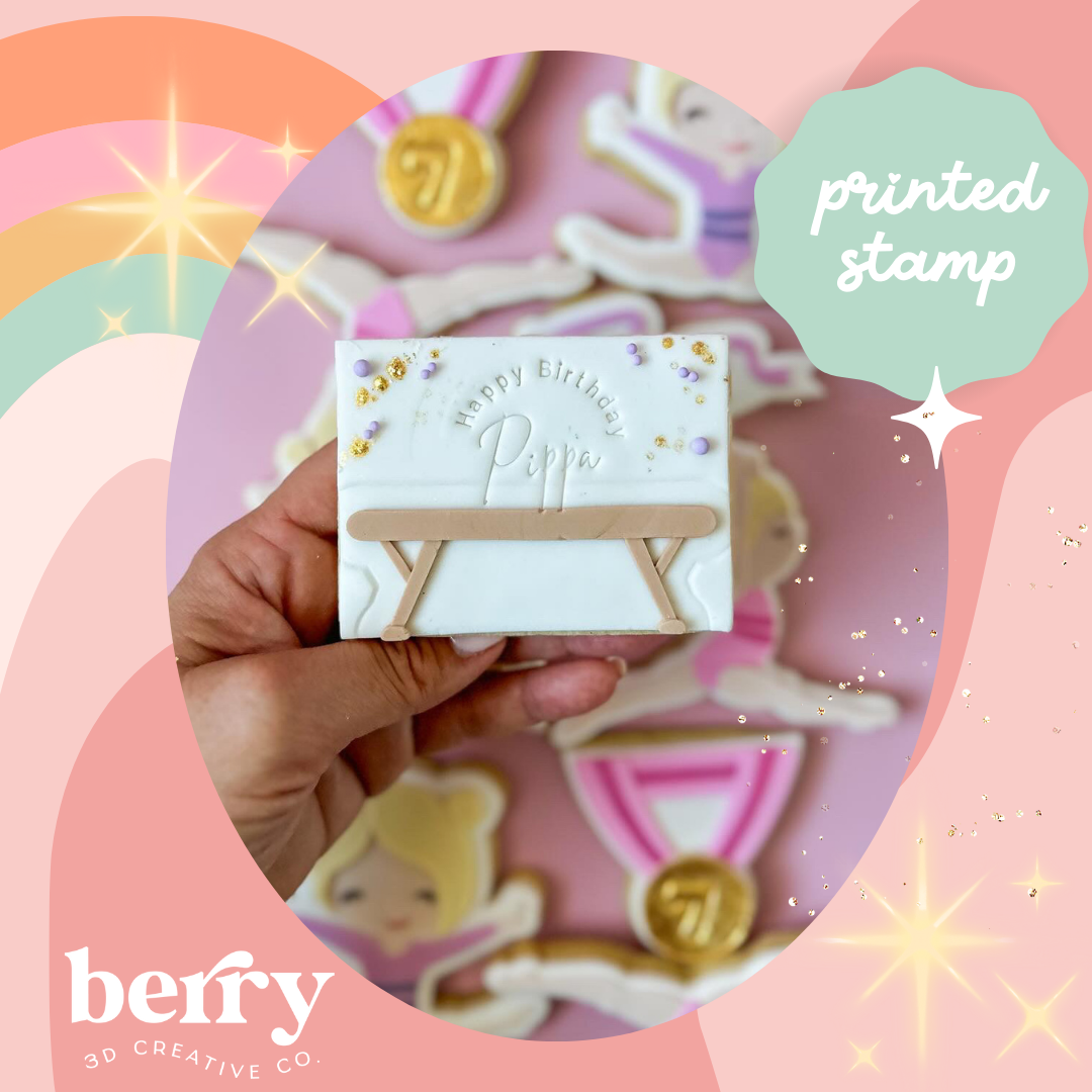 Balance Beam- Gymnastics Collection Stamp and matching cutter