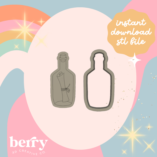 Message in a bottle cutter and Stamp stl file