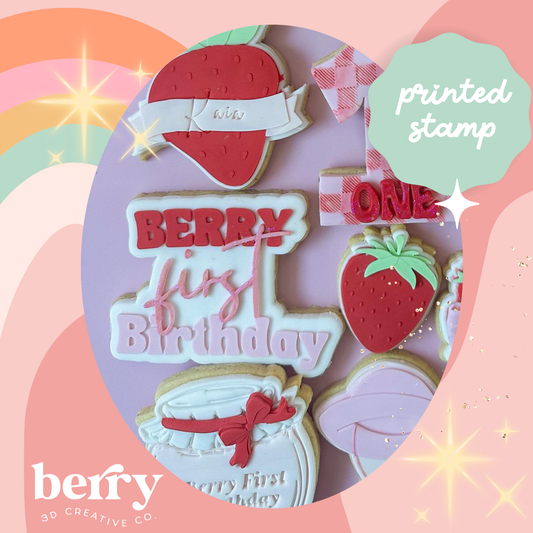 Berry First Birthday Stamp and matching cutter