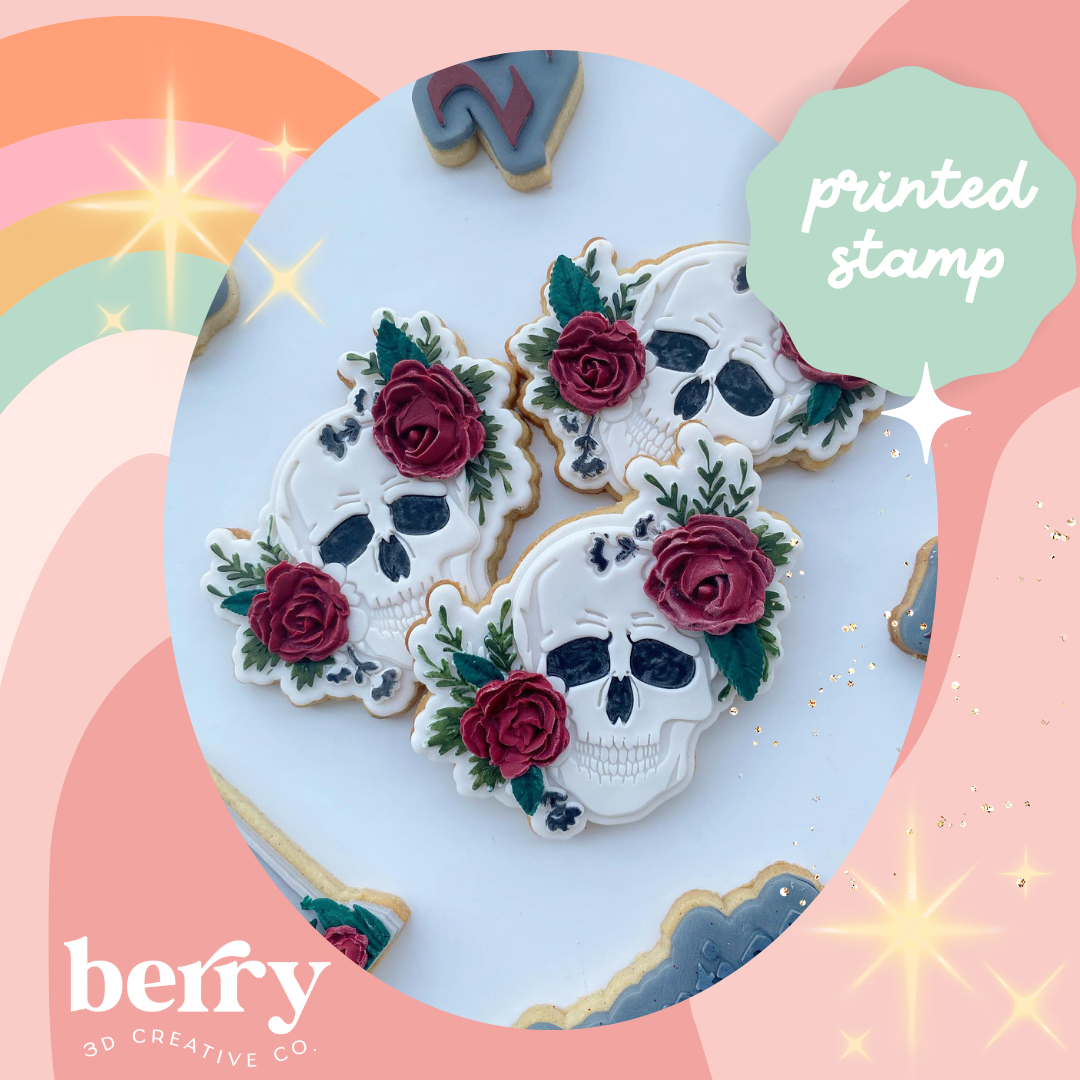 Skull with florals Debosser and matching cutter