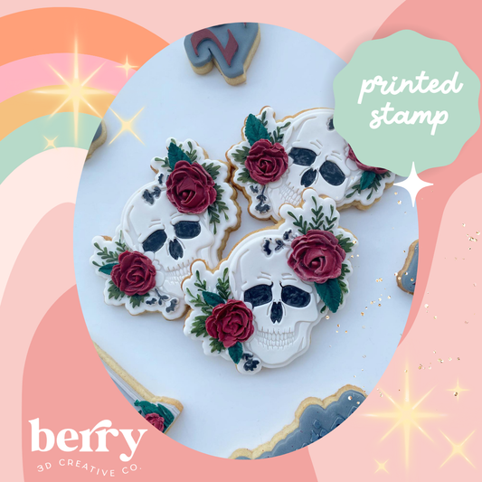 Skull with florals Debosser and matching cutter