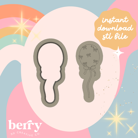 Balloon with bows stamp Cutter & Stamp stl file