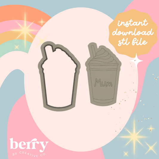 Frappe/ Cold Brew/ Iced Coffee Cup Cutter and Stamp stl file
