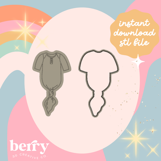 Knotted Baby Onesie Cookie Cutter and Stamp stl file