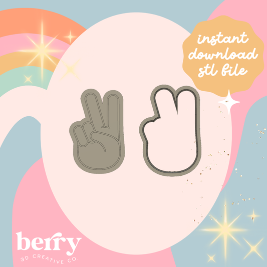 Peace Fingers Cookie Cutter and Stamp stl file