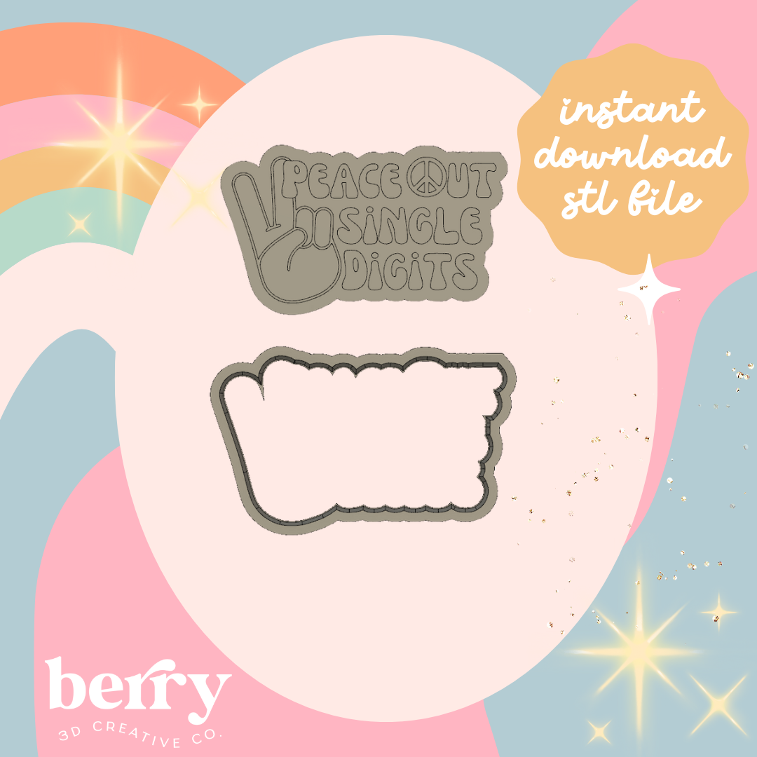 Peace Out Single Digits Cookie Cutter and Stamp stl file