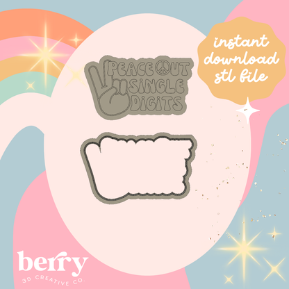 Peace Out Single Digits Cookie Cutter and Stamp stl file