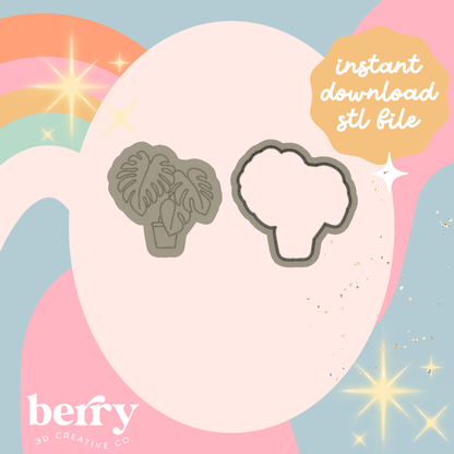 Monstera Plant Cookie Cutter and Stamp stl file