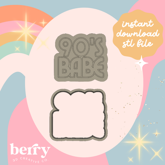 90's babe Cookie Cutter and Stamp stl file