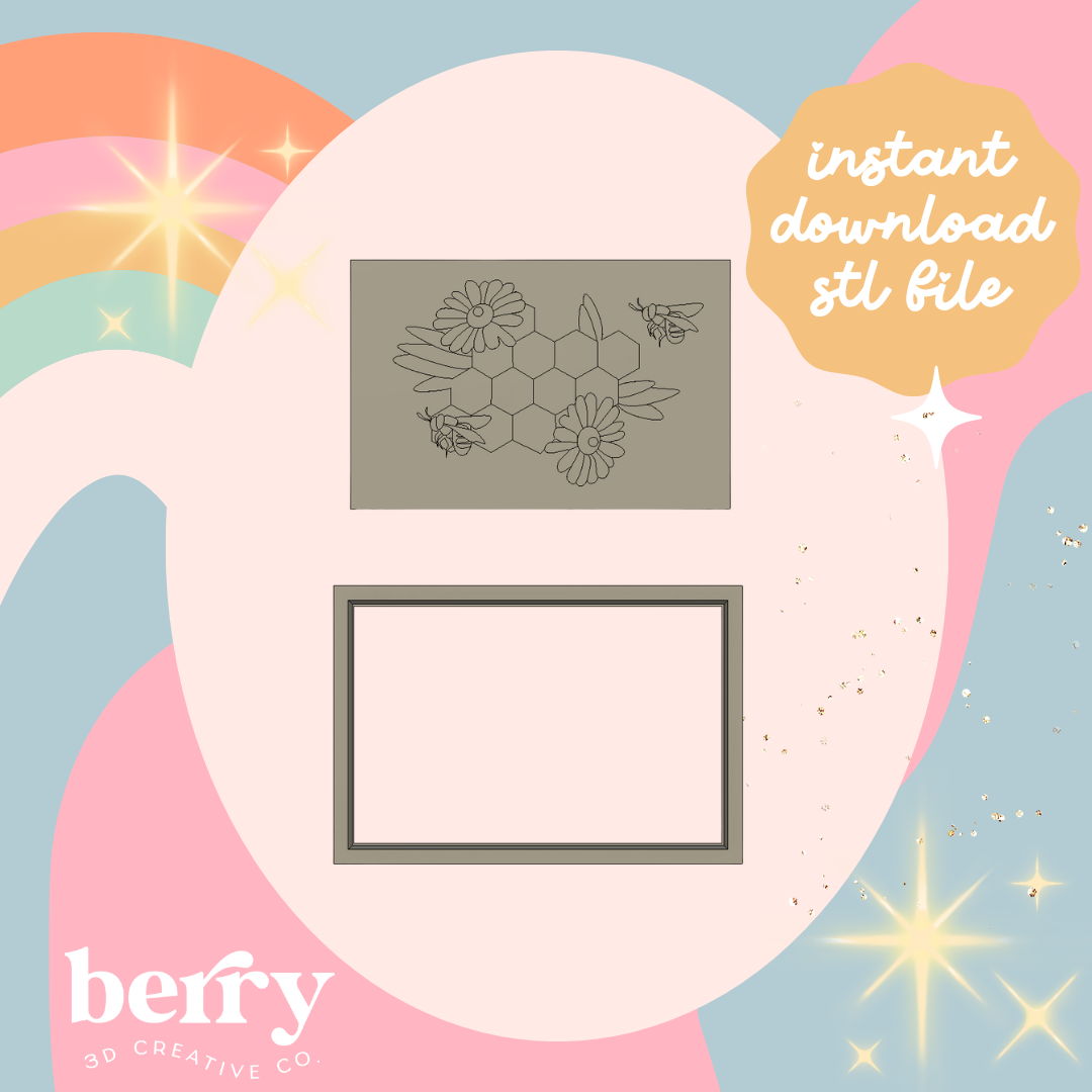 Honeycomb and flower Bee Cutter and Stamp stl file
