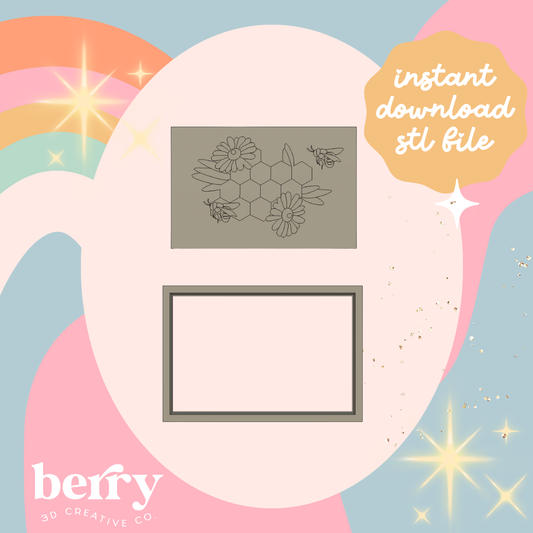 Honeycomb and flower Bee Cutter and Stamp stl file