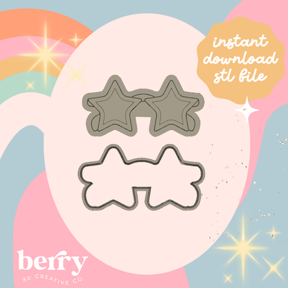 Star glasses Cookie Cutter and Stamp stl file