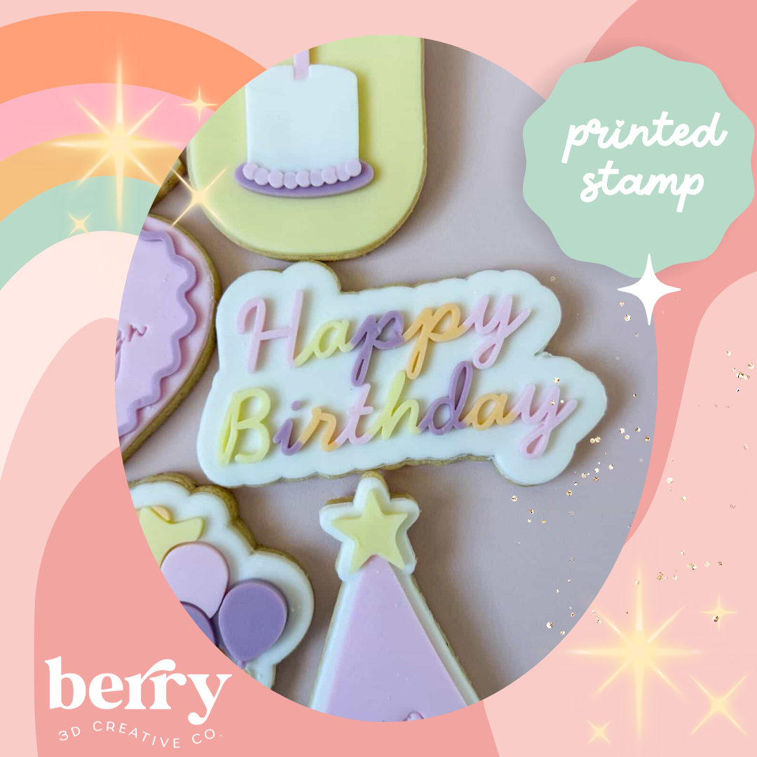Happy Birthday Worded Stamp and matching cutter