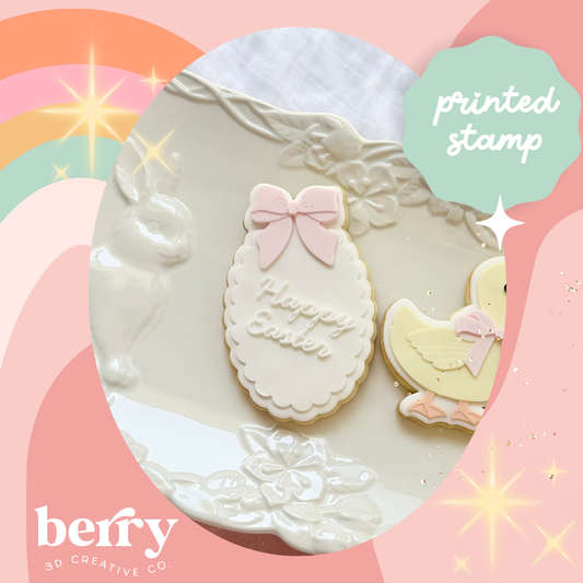Happy Easter with Scalloped Oval edge and bow Stamp and matching cutter - 2026 Easter Collection (Copy)