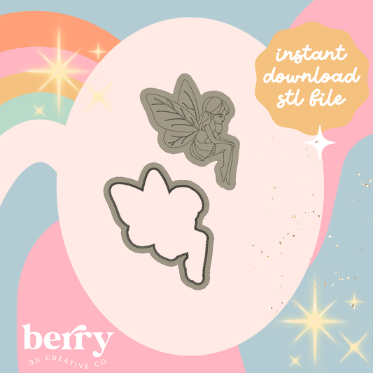 Fairy sitting Stamp Cutter and Stamp stl file