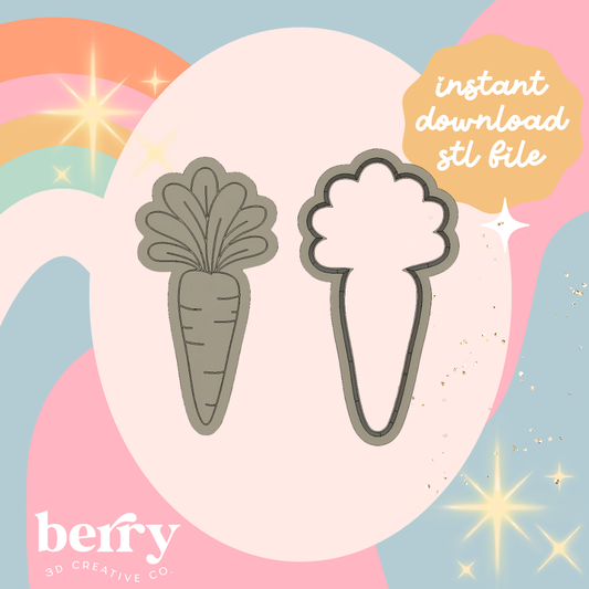 Carrot Cookie Cutter and Stamp stl file