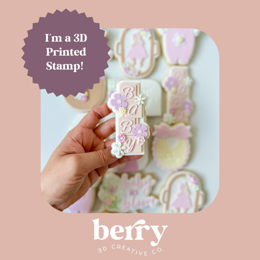Baby Blocks with flowers- Baby In Bloom Collection Stamp and matching cutter