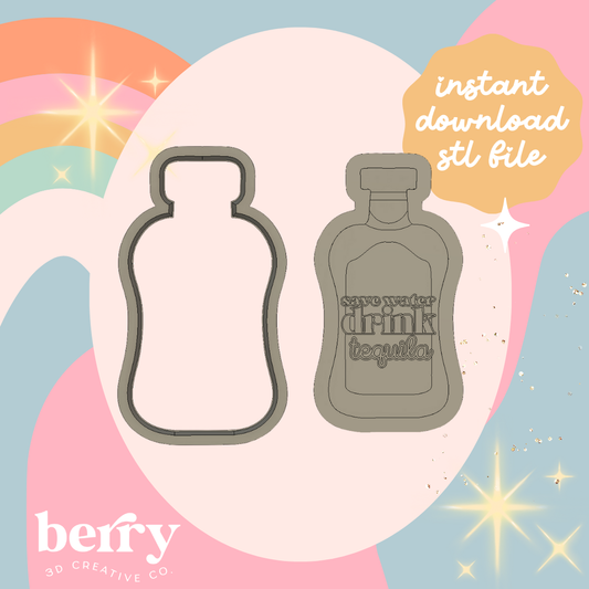 Save Water Drink Tequila cutter and Stamp stl file