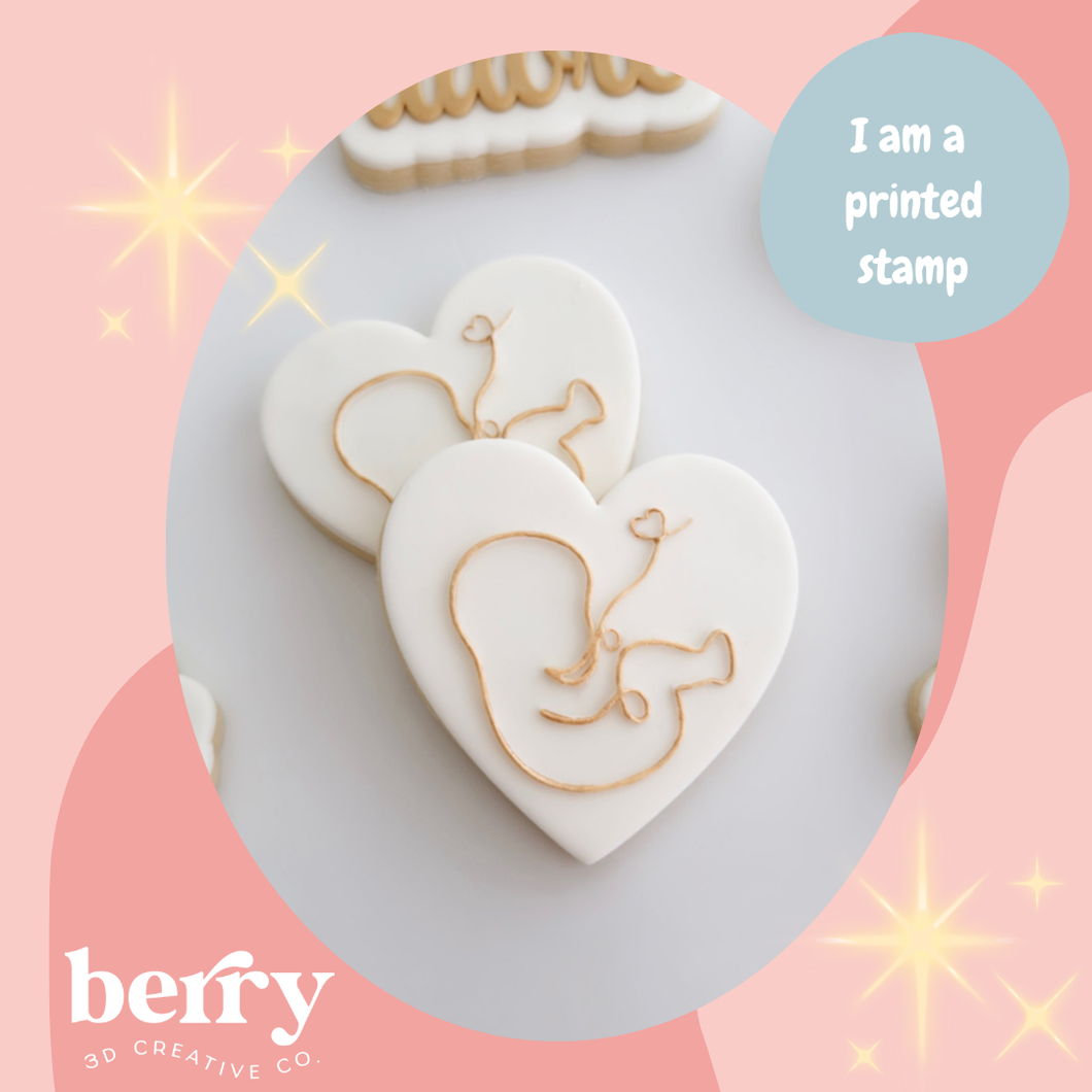 Baby in heart Stamp and matching cutter