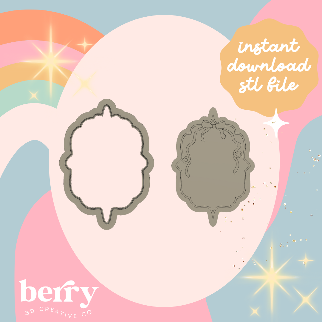 Bow Vintage Border Frame stamp Cutter & Stamp stl file