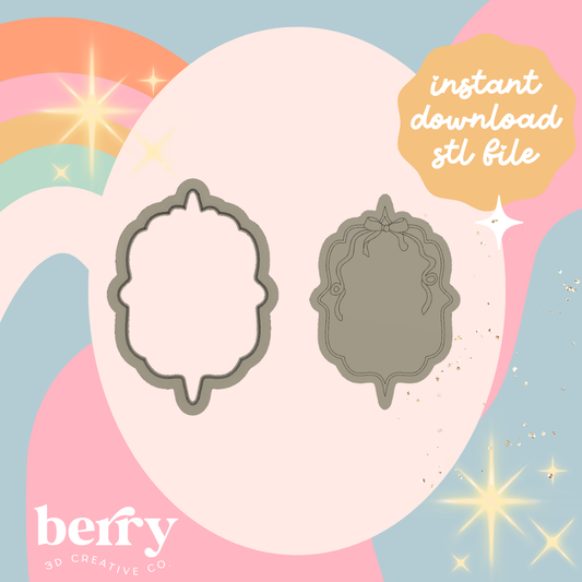 Bow Vintage Border Frame stamp Cutter & Stamp stl file