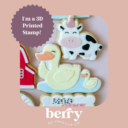 Mother duck and duckling - Barnyard Collection Stamp and matching cutter