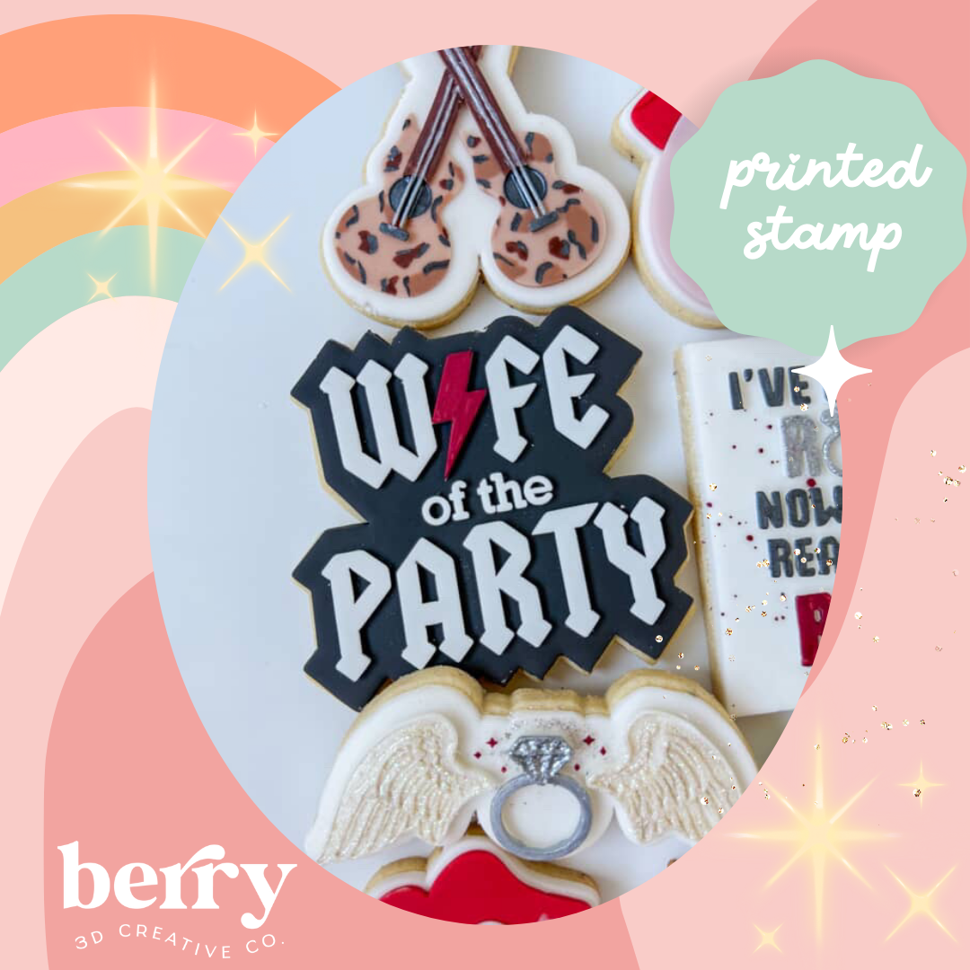 Wife of the Party (Rock n Roll) debosser and matching cutter