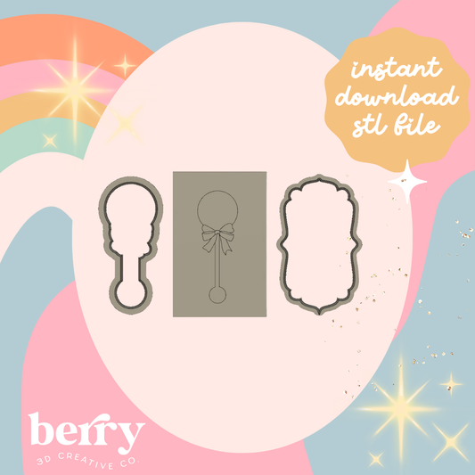 Vintage Rattle with Double Bow  Cutter and Stamp stl file