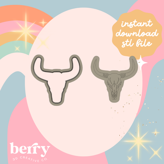 Cow/Bull Skull cutter and Stamp stl file