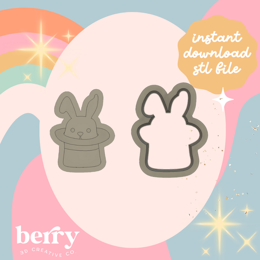 Bunny in Magician Hat cutter and Stamp stl file