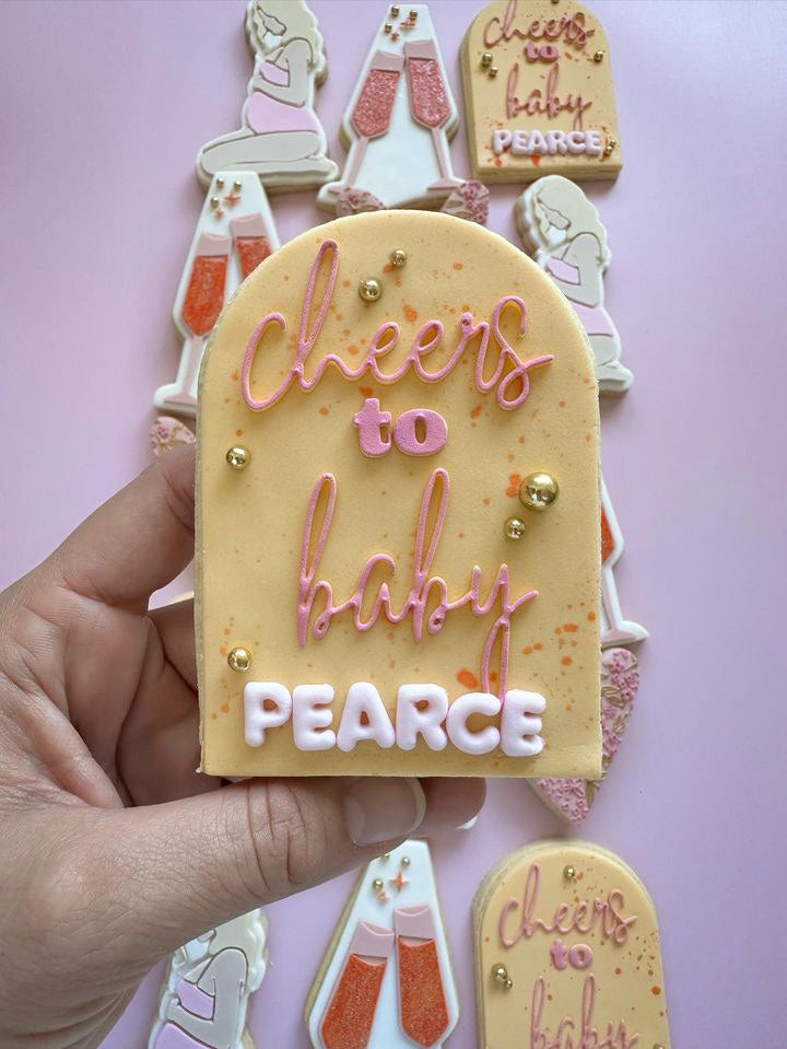 Cheers to Baby Debossing Stamp with matching Cookie Cutter