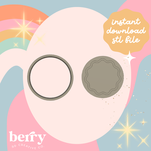 Wavy Circle straight edge border and Stamp stl file