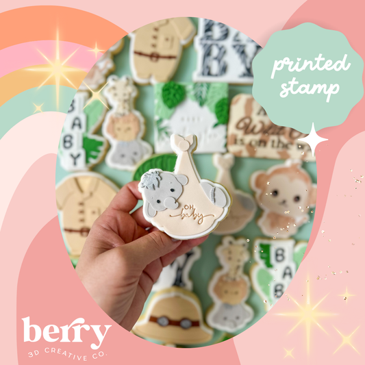 Baby Elephant in Stork Sling- Welcome to the Jungle Baby Collection Stamp and matching cutter