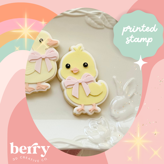 Chick/ Chicken with a bow Stamp and matching cutter - 2026 Easter Collection