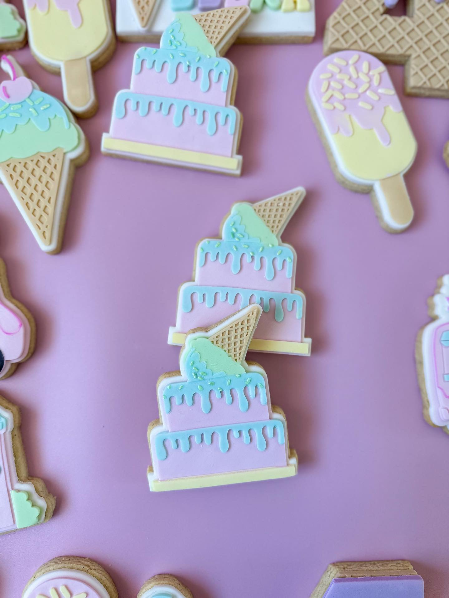 Ice Cream Drip Cake Debosser Stamp with matching Cookie Cutter