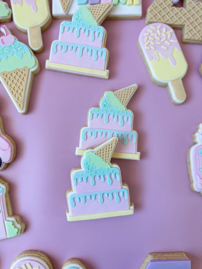 Ice Cream Drip Cake Debosser Stamp with matching Cookie Cutter