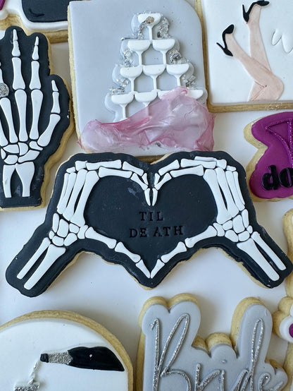 Skeleton heart hands debosser and matching cutter