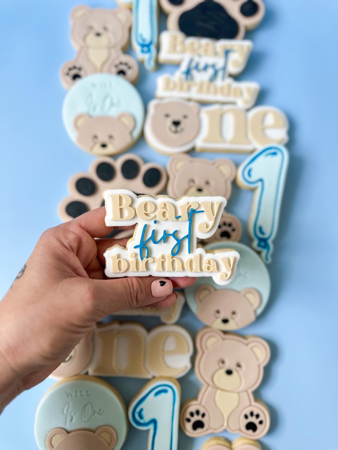 Beary first Birthday Cookie Cutter and Stamp stl file