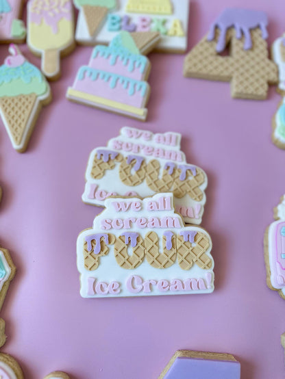 We all scream FOUR ice cream Stamp with matching Cookie Cutter