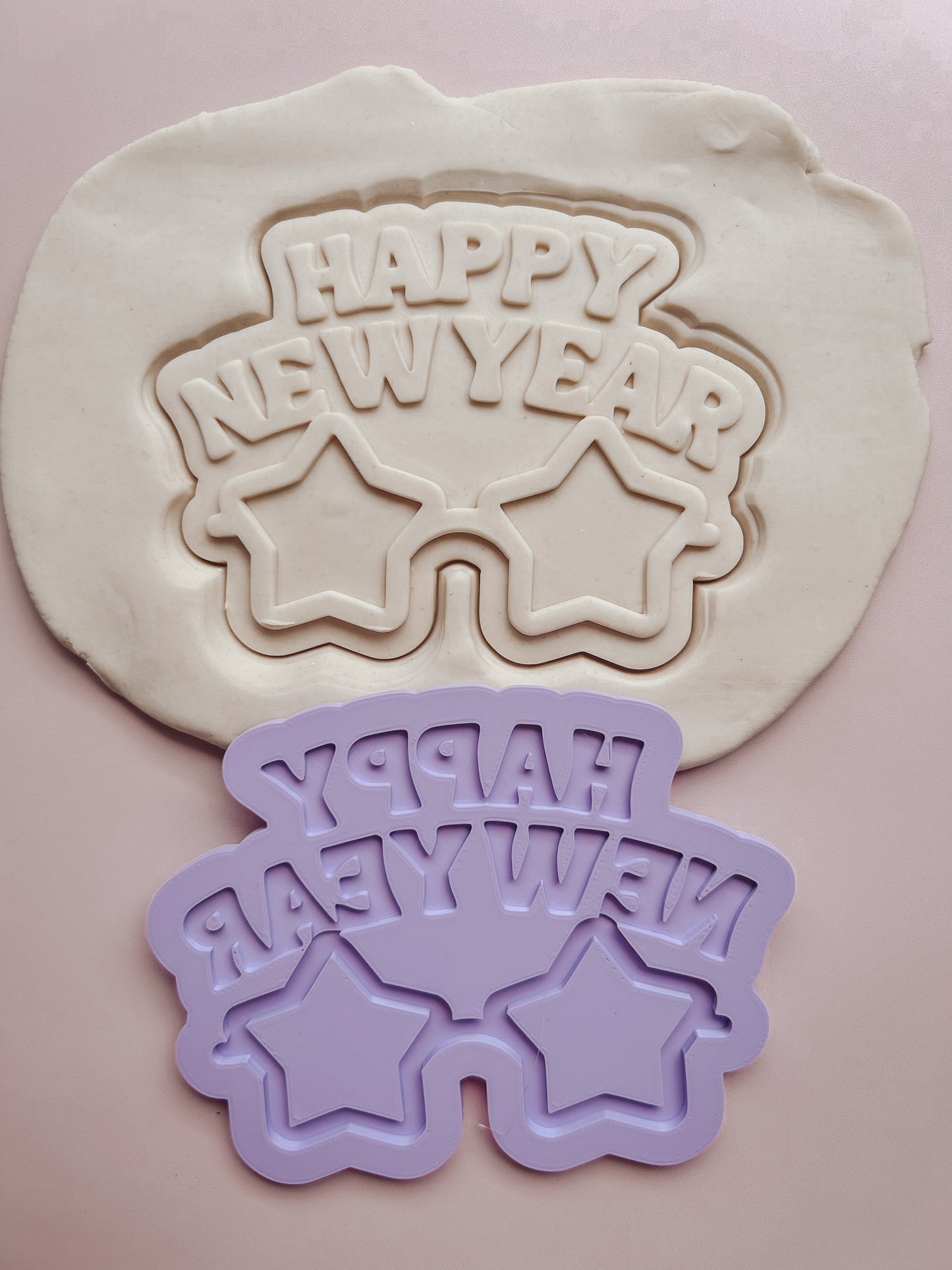 Happy New Year Glasses Debosser and matching cutter