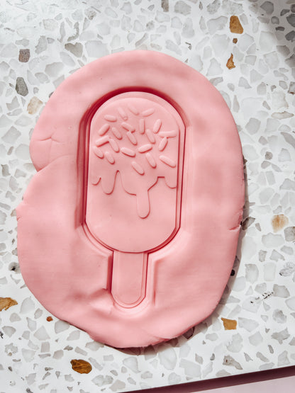 Ice Cream Paddle Pop Debosser Stamp with matching Cookie Cutter