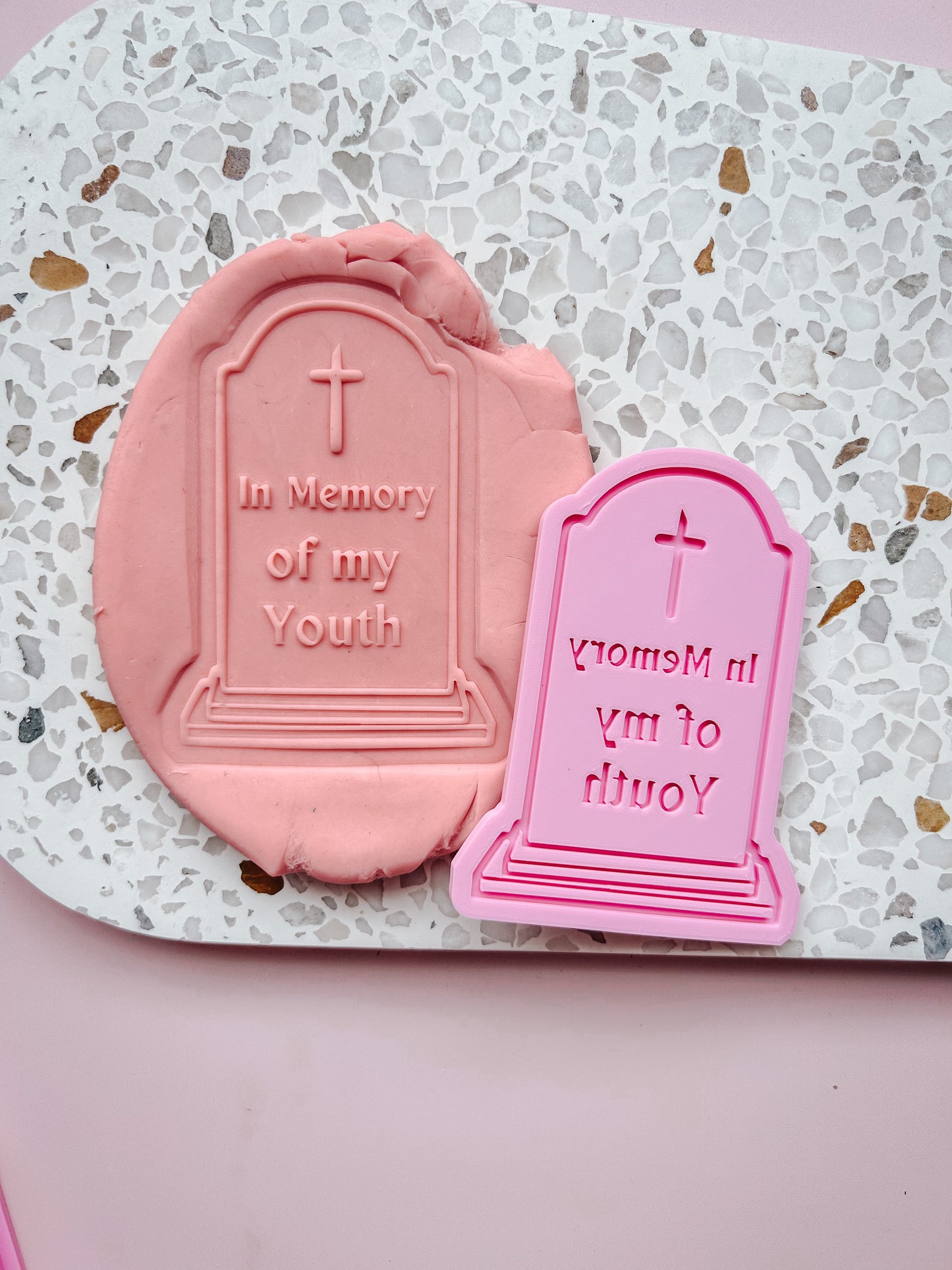 In memory of my youth gravestone Debosser and matching cutter